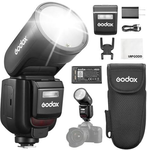 Godox V1 PRO-N V1pro N TTL Rundkopf Kamerablitz für Niko | 78Ws 2,4G HSS 1/8000s Li-Ion Blitzgeräte mit Externer Blitz SU-1,LED-Modellierlampe Godox Blitz Nikon