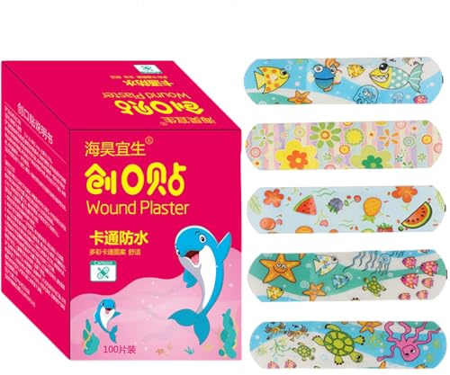 100PCS Cute Cartoon Bandages Water Resistant Bandages-Cartoon Pattern Waterproof Ventilate Hemostasis Kid Band Aid Stickers Adhesive Bandage Wound for Children