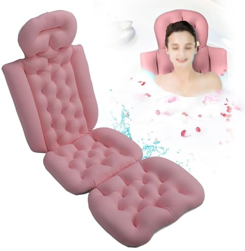 Ganzkörper Badewannenkissen für die Badewanne, Ganzkörpermatte und Kissen Kopfstütze mit Starken Saugnäpfen, Kissen für Badewannen Kopfstütze, Nacken Rückenstütze, rutschfeste