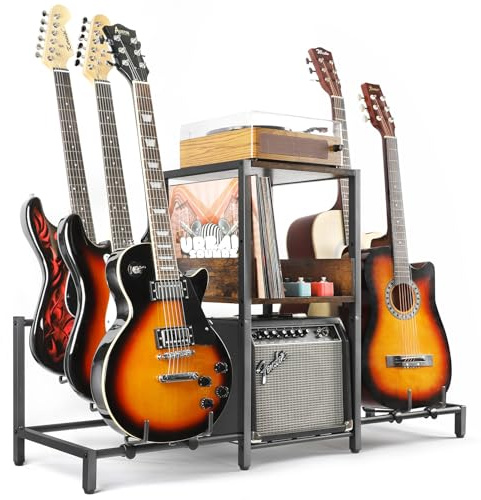 Bikoney Soporte Guitarra 5 Niveles Para Guitarra Acústica, Eléctrica, Bajo, Soporte Guitarra Suelo Soporte Para Estante de Guitarra, Soporte Piano Piso Ajustable para Múltiples Guitarras