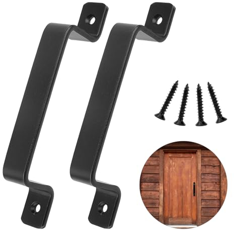 DesertBoy 2 Stk Scheunentor Griff, Schiebetür Handgriff, Schiebetür Griff, Scheunentorgriff, Schiebetürgriff, Schrank Türgriff, Griffe Schwarz, Massiver Stahl-Türgriff, mit Schrauben, für Eine Holztür