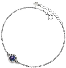 PERIMADE Personalisiertes Foto-Armband mit Bild im Inneren, personalisiertes Kreis-Projektions-Charm-Armband, 925er Sterlingsilber, personalisierter Gedenkschmuck für Frauen, Mutter, Tochter, beste
