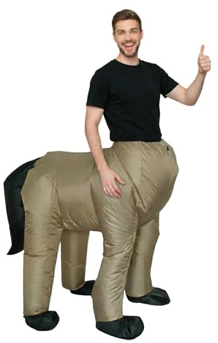 AirSuit® Traje Hinchable Caballo Adulto | Disfraz Animales Talla Unica 160 a 190cm | 100% Poliéster | Fácil y Cómodo de Llevar | Resistente | Sistema Hinchable Incluido | OriginalCorner®