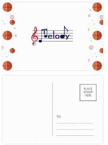 Musik-Symbol Melodie Staff Spectrum Basketball Postkarten-Set Dankeskarte Mailing Seite 20 Stück