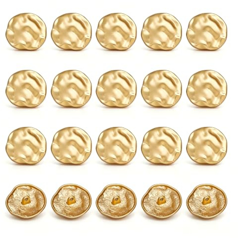 UNICRAFTALE 20 Stück Falten Unregelmäßige Wellen Metall Ösenknöpfe Goldene Nähknöpfe Metall Ösenknöpfe Blazerknöpfe Kuppelknöpfe Mantelknöpfe Für DIY Anzüge Mäntel Hemden Jacken Basteln 25mm