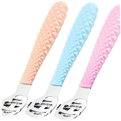 Strumento Pedicure Rimozione Pelle Morta Piedi 3 Pezzi Rosa | Pp e Acciaio, Uso Professionale e Domestico, Accessori per Piedi e Mani, Pratico da Impugnare