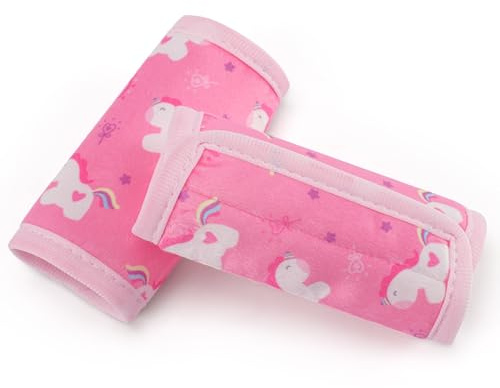 INFANZIA Car Seat Straps Shoulder Pads for Baby Kids, Super Soft Seat Belt Covers, Seat Belt Cushion for All Car Seats/Pushchair/Stroller/High Chair (Pink)