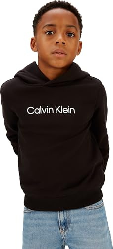 Calvin Klein Bambini Unisex Felpa con Cappuccio Terry con Logo, Nero (CK Black), 16 Anni