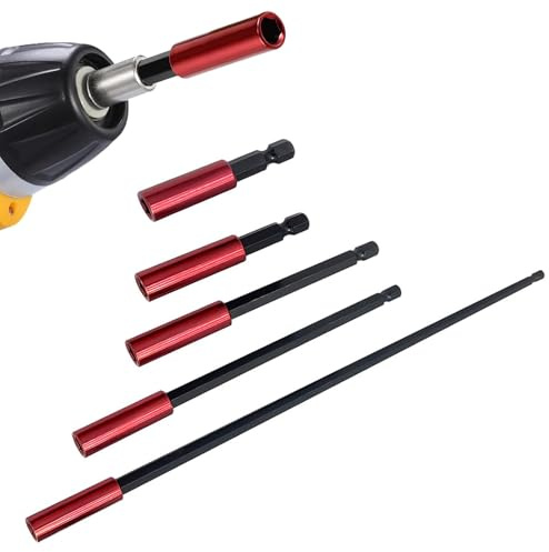 QINGYIWL 5 Pezzi Portainserti Magnetico, 50/60/100/150/300mm Porta Inserti per Avvitatore, Prolunga Avvitatore Esagonale da 1/4” per Avvitatori Elettrici, Trapani