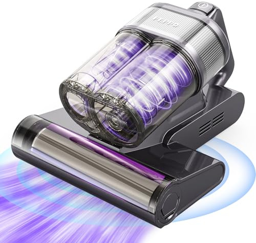 FEPPO 4-in-1 Matratzenstaubsauger PRO mit 16 KPa, 253,7 nm UV-C-Licht, 40.000 Schläge/Min., 60 °C Heißluft, HEPA-Filter für Bett, Sofa, Kinderbett (kabelgebunden, 550 W)