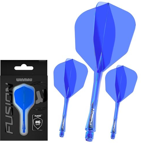 WINMAU Darts - Fusion Integrerat flyg- och axelsystem - No.6 Form och design – Blå Färg, Kort Längd
