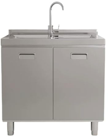 Mobile Bagno con Lavabo, Mobile Cucina Lavello in Acciaio Inox, Compatto Multifunzionale Lavello Esterno Una o Due Vasche, per Lavanderia, Garage, Giardino e Bagno