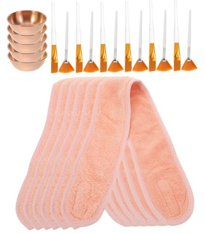 DEARMAMY Delars Estetiskt Ansiktsvårdset i Roséguld med Ansiktsmasksskål Penslar och Hårband Professionellt Spa-kit för Hudvård och Maskapplicering för Kvinnor