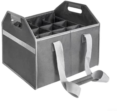 Caja de almacenamiento para copas de vino, 12 botellas plegable con compartimentos ajustables e inserto inferior sólido para un transporte seguro de vino y para copas de cerveza con correa