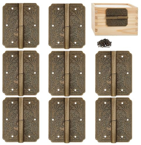PH PandaHall 8pz Cerniera a Vite per Legno Cerniere Ottone Anticato, 6x5cm Rettangolari Cerniere per Scatole di Legno per Mobili Armadi Porte di Armadi Portagioie Retrò
