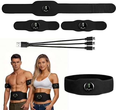 PEAMOO Muscle Stimulator, 2026 Next Gen ABS Stimulator, 3PCS Adjustable Toning Belt With 12 Modes & 19 Intensity Levels, Ab Toning Trainer Fitness Belt for Men and Women
