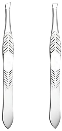 Pack de 2 pinzas de depilar para cejas, inoxidables, calidad profesional, ergonómica para mayor precisión y visibilidad del pelo, Pinza de cejas