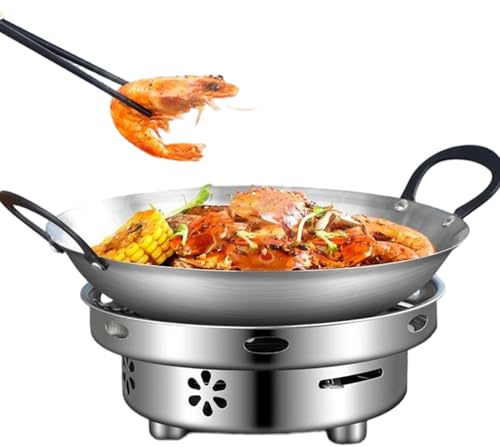 Ensemble de casseroles en acier inoxydable avec cuisinière - marmite de camping | Petit couvercle pour induction gaz & électrique | Batterie dee cuisine d'extérieur portable, lot des 1, argent (nombre