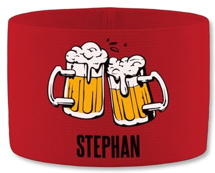 Jako Kapitänsbinde - & - Bierkrug mit Name - personalisiert Alkohol Accessoires Mallorca Party Saufen - 27 x 8,5 cm - Sportrot - armbinde spielführerbinde kapitän Binde