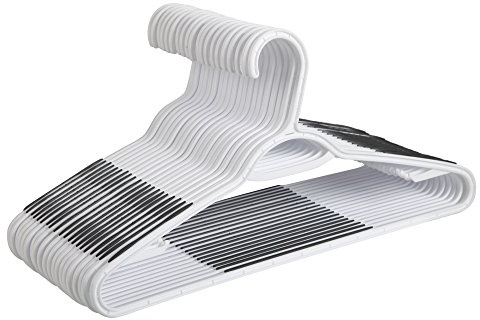 Finnhomy 50 Pack Plastic Hangers, Clothes Hangers with Non-Slip Pads, Space Saving Easy Slide Organizer, Clothes Hanger for Bedroom Closet Wardrobe, Great for Shirts, Pants, Scarves