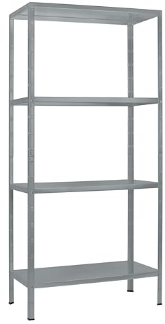 SCHULTE Regalwelt Steckregal mit 4 PowerMAX Fachböden, 70 kg Tragkraft, 200x100x50 cm (HxBxT), Granit-Struktur, Lagerregal, Werkstattregal, Kellerregal, Garagenregal, Metallregal