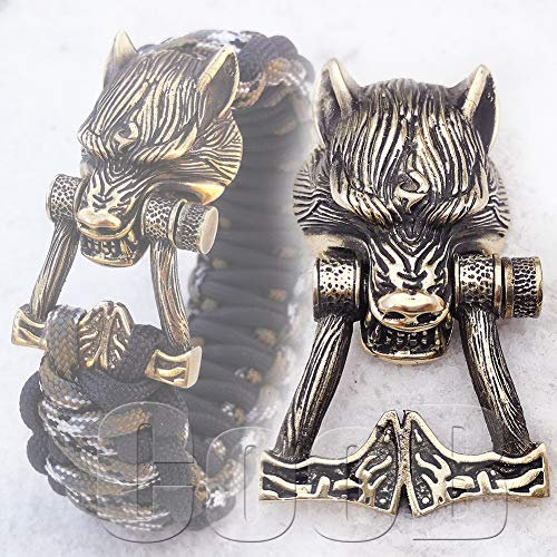 CooB EDC Handgegossene Paracord Schnalle Schäkel Perle Wolf Fenrir. Luxus Paracord Schnallen Fesseln Schlösser Sperren für benutzerdefinierte Armbänder Herstellung 1 Stück / Lot (Wolf Fenrir Bronze)