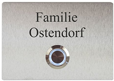 laser-diele Türklingeln – Klingelschild Edelstahl – Edelstahl Türklingel – Türklingel mit Gravur – Türklingel mit Namen – mit LED Beleuchtung – 100 x 70 mm Rechteck