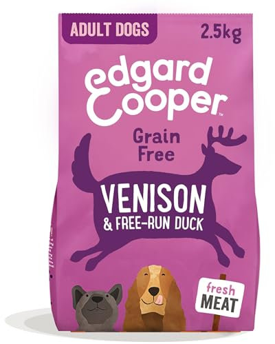 Edgard Cooper Grain Free Dog Food Dry, Venison Duck 2,5kg, Natural Kibble Dry Dog Food for Adult Dogs, Fresh Meat, High Protein, Hypoallergenic, No Added Sugar