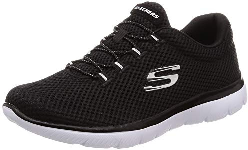 Skechers Donna Summits 12985 Scarpe da ginnastica, Black Mesh/ White Trim, 38 EU
