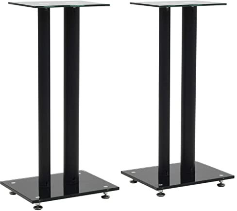 vidaXL Supporti per altoparlanti 2 pezzi in vetro temperato 2 pilastri design nero
