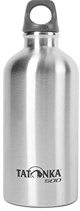 Tatonka Trinkflasche Stainless Steel Bottle 0,5l - Unzerbrechliche Flasche aus Edelstahl - schadstofffrei (BPA-frei),rostfrei,lebensmittelecht,spülmaschinenfest -Mit Öse zum Befestigen(500ml Volumen)