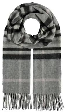 FRAAS Kaschmir Schal 42 x 190 cm - karierte Stola aus 100% reinem Kaschmir für Damen - The Plaid - Wärmend und Hautfreundlich Light Grey