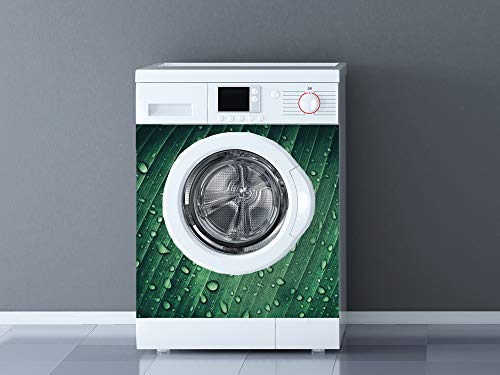 Vinyle pour lave-linge Texture de feuille avec de l'eau | Plusieurs dimensions 70 x 70 cm | Adhésif résistant et facile à appliquer | Autocollant décoratif design professionnel