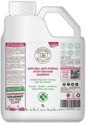 C&G Pets,Hunde-Shampoo für juckende Haut antibakteriell und antimykotisch,100 % natürlich, medizinisch, niedriger Schaum sichere Formel,ideal für Schnitte, Schürfwunden und Hautirritationen