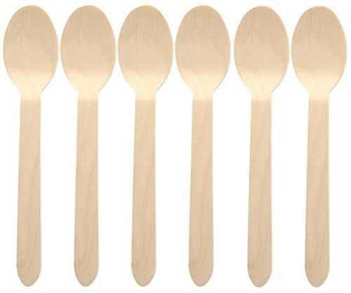 Wooden Cutlery Set White Strong Reusable Fork Spoon Knife Teaspoon Wedding Party Mix & Match (Tea Spoons, 100)