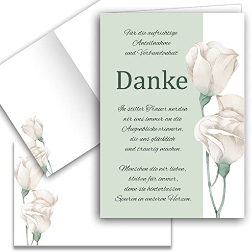 Klasse 10 Dankeskarten Trauer mit Text und Umschlag Klappkarten Beileidskarten Kondolenzkarten Kondolenzkarten Dankeschön Beerdigungskondolenzkarte Stilvolle weiße zarte Blume mit Text
