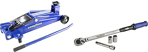 Goodyear 10640 Rangierwagenheber 3 Tonnen für SUVs und Geländewagen 75522 Premium Drehmomentschlüssel, Einstellbar von 42 bis 210 Nm, Antrieb 1/2 Vierkant