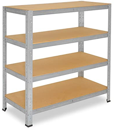 shelfplaza® 115x110x40cm Home Schwerlastregal verzinkt/Metallregal mit 4 Böden/Kellerregal Metall, Garagenregal, Werkstattregal oder Regal Lagerregal/Steckregal Metall mit 175kg Tragkraft