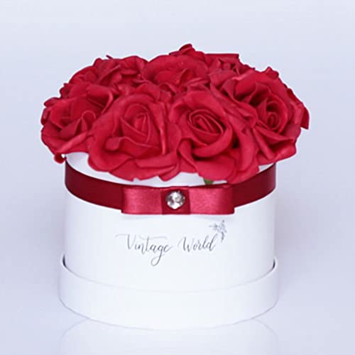 Vintage World Infinity Paris Handgemachte Rosenbox, 9 Rosen, Geschenkidee, lange haltbar, lila-weiß