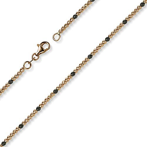 1,8mm Kette Collier Kugelkette 750 Gold Rotgold teil-schwarz-rhodiniert 50cm