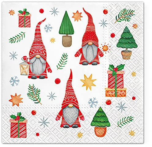 Lot de 20 serviettes en papier 3 plis pour enfants Motif Noël 33 x 33 cm