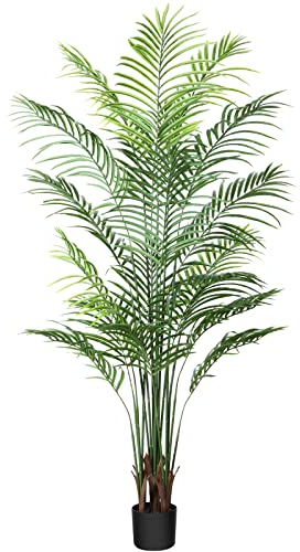 CROSOFMI Artificial Areca Palm Tree 170CM Fake Tropical Palm Plant,Perfect Faux Dypsis Lutescens Plants in Pot for Indoor Outdoor Home Office Garden Modern Decoration Housewarming Gift（1 Pack）