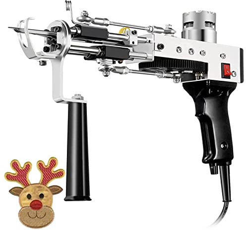 Aomdom Tufting Gun Cut Batterie 5-40 Schritte/S Elektrische Tufting Gun 7-21 mm Einstellbare Tufting Gun Strickmaschine Matten für Kunsthandwerk, Teppiche, Kleidung, Schwarz