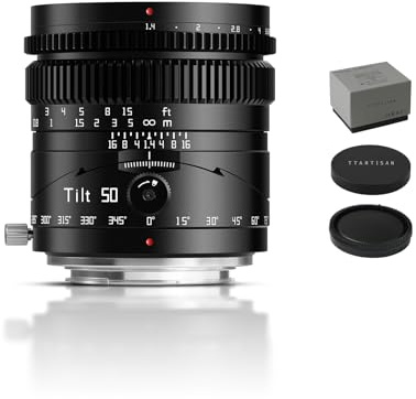 TTArtisan 50mm f1.4 Tilt Lens Full Frame Manual Portrait Lens Wide Aperture Compatible with Sony E Mount Mirrorless Camera A7 A7II A7III A7R A7RII A7RIII A7RIV A7S A7SII