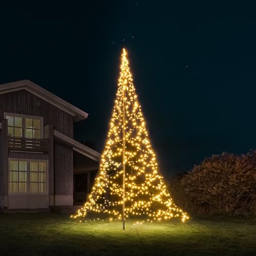 Lumedi - Weihnachtsbaumbeleuchtung für draußen - Exklusive Mast - Weihnachtsdeko, LED Lichterkette, Stimmungsvolle Beleuchtung - Geeignet für vorhandene Fahnenmasten - 6 Meter - 1200 LEDs