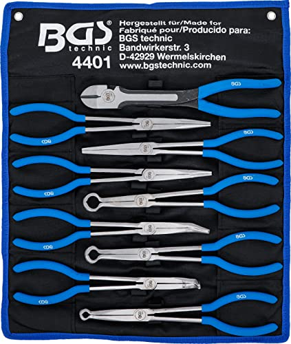 BGS 4401 | Set di pinze per spine lunghe/piatte e candele | extra lunghe | 9 pezzi