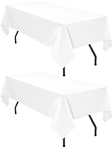 2er-Pack weiße rechteckige Polyester-Tischdecken 153×320cm für 8-Fuß-Rechtecktische Polyester-Tischdecke waschbare Tischdecke für Hochzeitsempfang, Bankettparty