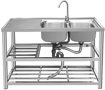 YNAYGDIUGD Küchenspüle Edelstahl 2 Becken Catering Gewerbliche Spüle Aus Edelstahl Freistehend Spültisch Für Garage, Waschküche, Camping (Size : 120*45*80cm , Color : Right )