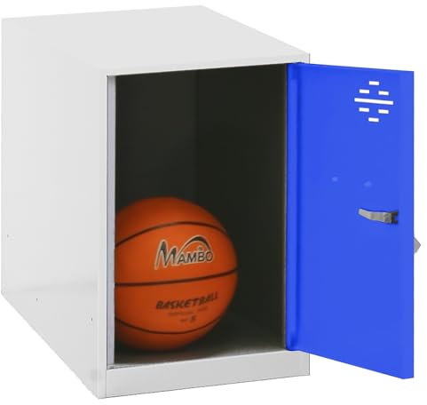 Simon Rack Casier Vestiaire Metallique Petit, 475x400x500 mm, Armoire Metallique Petit, Comprend la Clé, Blanc/Bleu - Simonlocker