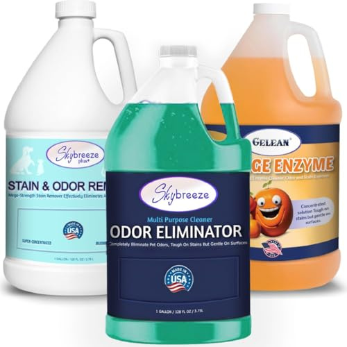 GELEAN Pet Stain Odor eliminator - Super-concentrated Enzyme cleaner - Sky breeze - Extra Strong Odor and stain remover - Best Remover for Cat and Dog Pee All Purpose Cleaner and Deodorizer 3 gallon